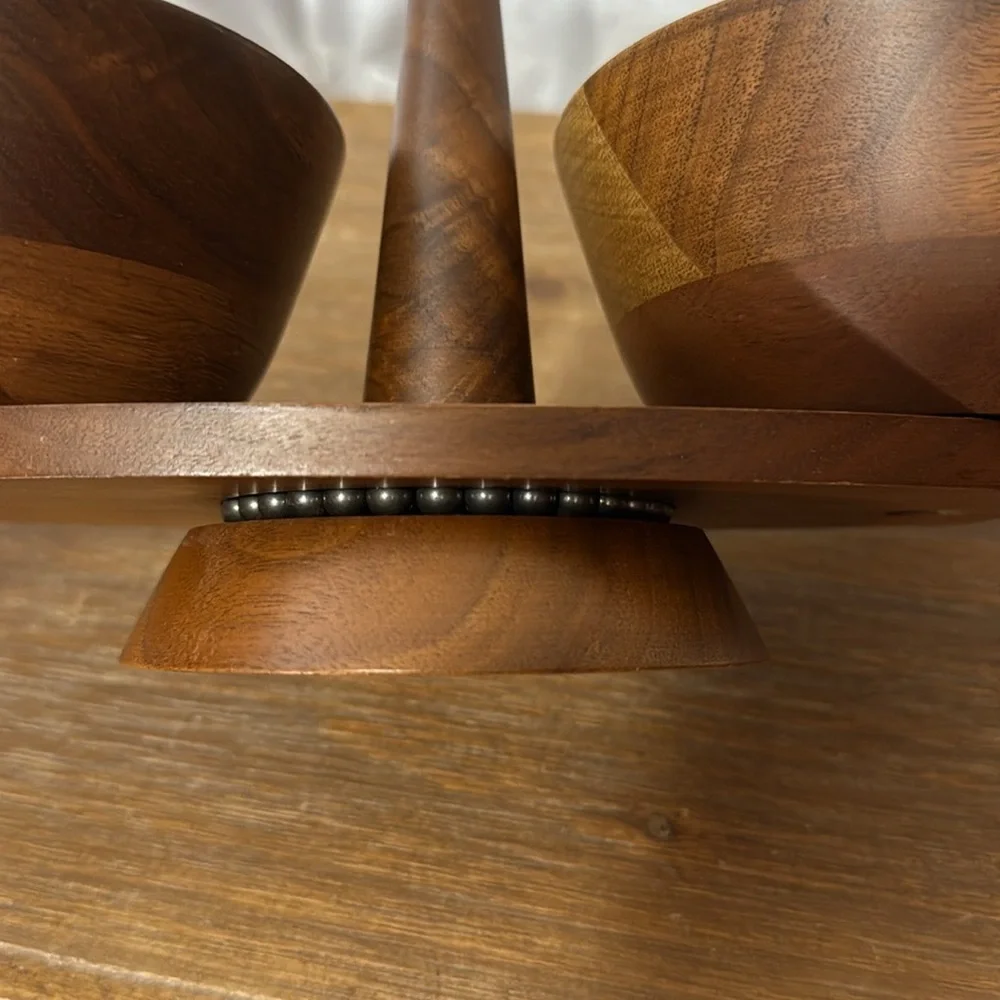Kustom Kraft Lazy Susan Solid Black Walnut Serving Bowls